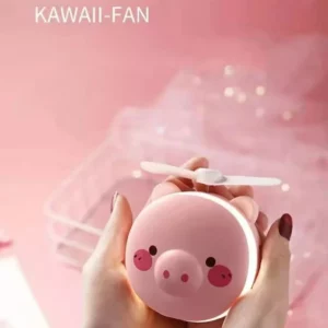 Mini USB Fan Little pig Beauty Mirror with beauty lamp student portable rechargeable LED Makeup Mirror Led Mirror Fan - Image 5