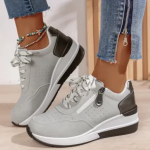 Fashion and versatile plus size casual sports women's shoes 2025 new style sloping heel thick soled casual shoes for women - Image 3