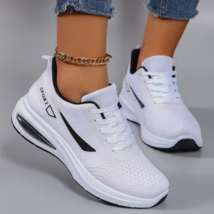 Spring new women's sports shoes, fashionable, breathable, lightweight, non-slip, wear-resistant, casual sports shoes, flat shoes - Image 1