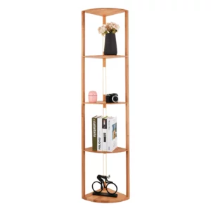 Wood LED Shelf Floor Lamp Storage Standing Lighting Nordic Modern LED Floor Lamps Indoor with Foot Swicth for Home Decoration - Image 6