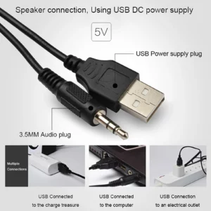 D-202 Wired Speaker Combination Computer Speaker Bass Stereo Music Player Subwoofer Sound Box for Desktop Laptop Notebook Tablet - Image 4