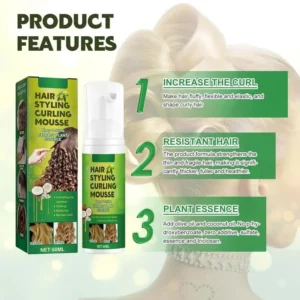 60ml Curly Hair Products Styling Cream Curl Enhancer Anti-Frizz Hair Curling Repairing Mousse For Natural Curls For Women - Image 6