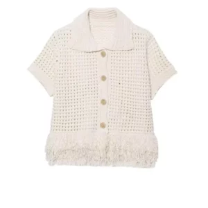 Joskaa Tassel Women's Short Sleeve Casual Knitted Top tshirt Cardigan Skirt Set Summer Y2K Streetwear 2 Pcs Set Outfit 2025 - Image 5