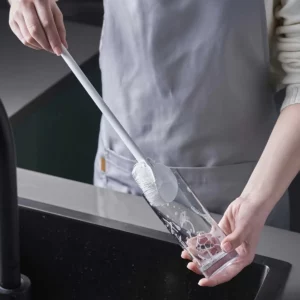 Foldable 360 degree comprehensive cleaning silicone brush with long handle design, reusable for bottles and cups - Image 2