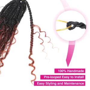 Goddess Box Braids Crochet Hair Bohomian Box Braids synthetic Crochet Hair for Black Women, Pre-Looped Crochet Braids - Image 4