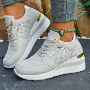 Women's Lightweight Wedge Sneakers Thick Sole Breathable Running Sports Shoes Woman Plus Size Fashion Lace Up Platform Sneakers - Image 3