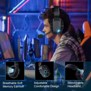 Acinaci Wireless Gaming Headset with Mic 2.4G Bluetooth Headphone USB 3.5mm Wired 3 Modes for PC, PS4, PS5, Mac, Switch - Image 4