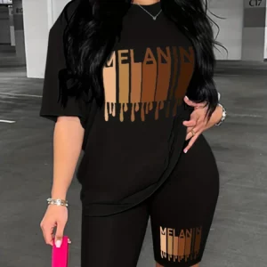 Women's Casual Loose Short Sleeved Two-piece Set Graphic Tshirt Female Summer Casual T-Shirts For Women's Girls Streetwear Sho - Image 2