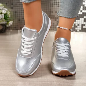 Fashion Gold Silver Platform Sneakers Women Spring Autumn Lace Up Plus Size Casual Sneakers Woman Comfort Non Slip Sport Shoes - Image 3