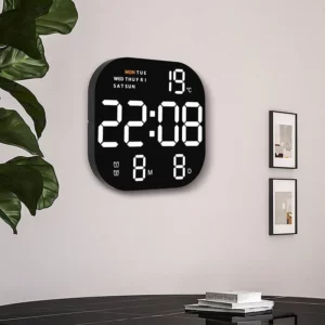 Minimalist LED Wall Clock with Digital Display - Date/Day/Time/Temperature for Modern Home, Office & Bedroom Decor - Image 4