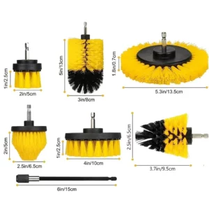 7-Piece Drill Brush Attachment Set, Cleaning Brush Tool Kit, Multi-Purpose Drill Brush with Extension Pole for Floor, Automotive - Image 2