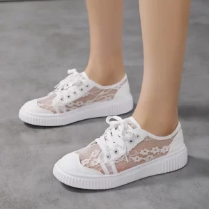 Ladies' Breathable Mesh Casual Shoes Outdoor Anti Slip Hollow Lace Women's Shoes 2025 Summer Lightweight Tennis Shoes Sports - Image 1