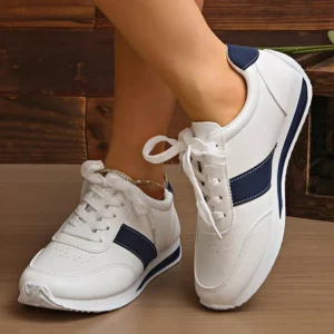 Women's Contrast Color Platform Sneakers Fashion Non Slip Lace Up Sports Shoes for Women Plus Size Lightweight Casual Sneakers - Image 2