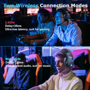 Acinaci Wireless Gaming Headset with Mic 2.4G Bluetooth Headphone USB 3.5mm Wired 3 Modes for PC, PS4, PS5, Mac, Switch - Image 3