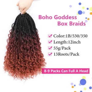 Goddess Box Braids Crochet Hair Bohomian Box Braids synthetic Crochet Hair for Black Women, Pre-Looped Crochet Braids - Image 2