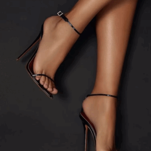 Strap sandals for women in summer, thin heels with pointed toes, black, sexy, exposed toes, slim straps, elegant women's shoes - Image 5