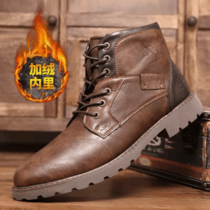 Retro Leather Men's Boots Casual Zipper Short Boots 25 Winter Men Plus Velvet High Top Shoes Desert Work Boots botas para hombre - Image 5