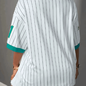Laydiva Ladies # 91 Number And Letter Printed V-Neck Short Sleeve Loose Casual Summer Short Sleeve T-shirt Baseball Jersey Top - Image 6