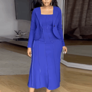 Two Piece Sets Women Outfits Long Sleeves Blazer Suspender A Line Midi Dress Sets Suitable for Office Wear and Formal Events - Image 5