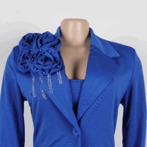Elegant Slimming Two-Piece Suit Jacket with Flower Pattern Pearl Diamond Detailing Body-Hugging 2025 Style - Image 3
