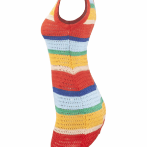 Women Panelled Striped Knitted Hollow Out Mini Dress Casual Tank Sleeveless Bodycon Hot Girl Streetwear Outfit - Image 6