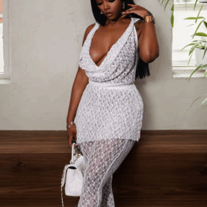 Weird Puss Sexy See Through 2 Piece Set Women Hooded Swing Collar Backless Tops+Skinny Bottoms Midnight Club Party Trend Outfits - Image 2