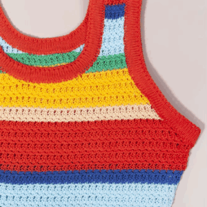 Women Panelled Striped Knitted Hollow Out Mini Dress Casual Tank Sleeveless Bodycon Hot Girl Streetwear Outfit - Image 5