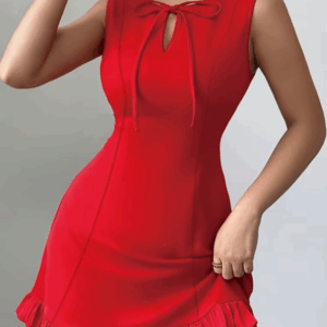 Sexy Short Sleeveless Mini Dress Pure A-Line Mini Skirt Fashion New Arrival Women's Clothing Fashion Temperament Bowknot Dress - Image 7