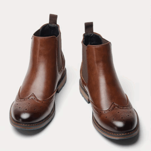 Fashion Brogue Chelsea Men Boots Classical American Style Leather Boots - Image 4
