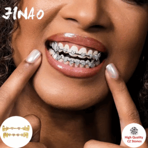 JINAO 2025 Hip Hop Full Iced Out 8 Teeth Heart Love Set Grillz Men Women Top&Bottom Grill Punk Rapper Halloween FLame Cosplay - Image 6