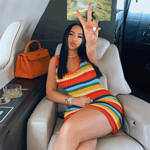 Women Panelled Striped Knitted Hollow Out Mini Dress Casual Tank Sleeveless Bodycon Hot Girl Streetwear Outfit - Image 3