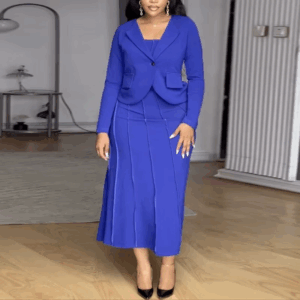 Two Piece Sets Women Outfits Long Sleeves Blazer Suspender A Line Midi Dress Sets Suitable for Office Wear and Formal Events - Image 6