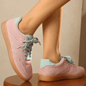 Pink Lace Up Sports Shoes Women Spring Autumn Breathable Plus Size 35-44 Sneakers Woman Suede Sewing Casual Shoes Flats - Image 6