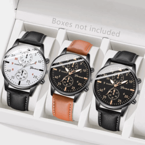 3PCS Men's Fashion Watch Set Business Trend Versatile Retro Classic Round Dial Quartz Watch Set as a Holiday Gift for Him - Image 7