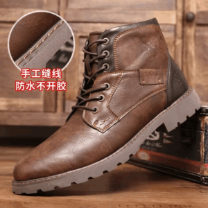 Retro Leather Men's Boots Casual Zipper Short Boots 25 Winter Men Plus Velvet High Top Shoes Desert Work Boots botas para hombre - Image 4