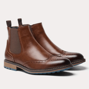 Fashion Brogue Chelsea Men Boots Classical American Style Leather Boots - Image 6