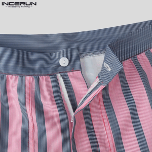 Striped Men Casual Shorts Streetwear Summer Male Shorts INCERUN Fashion Bottoms Short Pants Oversize Elastic Waist Trousers - Image 2