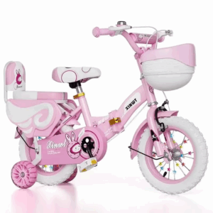 2-9 years old Children's Bicycles Boys Girls Folding Bike Flash Auxiliary Wheel Adjustable Bikes Pink - Image 5