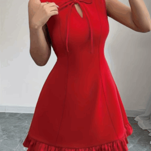 Sexy Short Sleeveless Mini Dress Pure A-Line Mini Skirt Fashion New Arrival Women's Clothing Fashion Temperament Bowknot Dress - Image 4