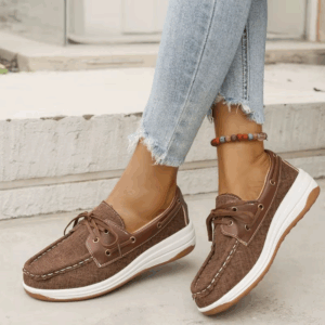 2025 Autumn New Flat Single Shoes Women's Fashion Round Head Suede Front Lacing Soft Sole Anti-slip Wear-resistant Shoes - Image 4