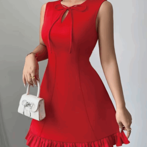 Sexy Short Sleeveless Mini Dress Pure A-Line Mini Skirt Fashion New Arrival Women's Clothing Fashion Temperament Bowknot Dress - Image 3