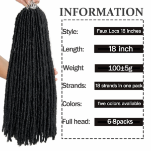 Straight Faux Locs Crochet Braids Hair 18Inch Ombre Synthetic Goddess Braids BraidingHair Extensions African for Women - Image 2