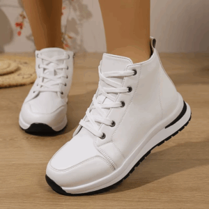 White High Top Platform Sneakers for Women 2025 Autumn Lightweight Casual Sports Shoes Woman Thick Sole PU Leather Ankle Boots - Image 7