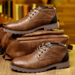 Retro Leather Men's Boots Casual Zipper Short Boots 25 Winter Men Plus Velvet High Top Shoes Desert Work Boots botas para hombre - Image 6
