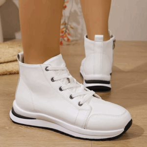 White High Top Platform Sneakers for Women 2025 Autumn Lightweight Casual Sports Shoes Woman Thick Sole PU Leather Ankle Boots - Image 5