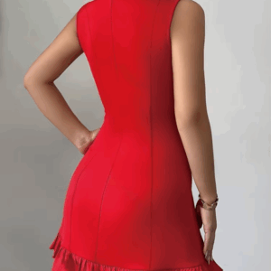 Sexy Short Sleeveless Mini Dress Pure A-Line Mini Skirt Fashion New Arrival Women's Clothing Fashion Temperament Bowknot Dress - Image 6