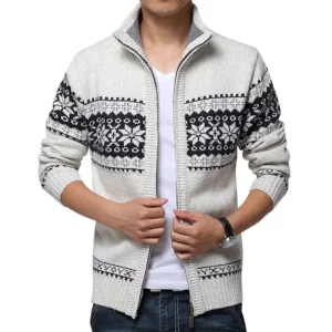 New Autumn Winter Men's Sweater Wool Men Mandarin Collar Solid Color Casual Sweater Men's Thick Fit Brand Knitted Cardigans - Image 1