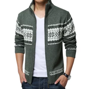 New Autumn Winter Men's Sweater Wool Men Mandarin Collar Solid Color Casual Sweater Men's Thick Fit Brand Knitted Cardigans - Image 3