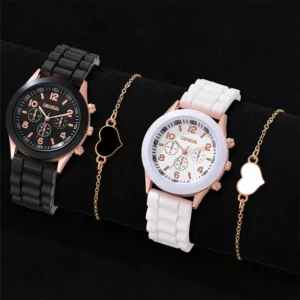 2PCS Set Couple Fashion Casual Leather Watches Ladies Simple Dial Quartz Wristwatches Dress Clock Montre Femme - Image 2