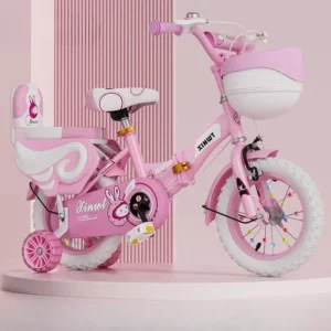 2-9 years old Children's Bicycles Boys Girls Folding Bike Flash Auxiliary Wheel Adjustable Bikes Pink - Image 8